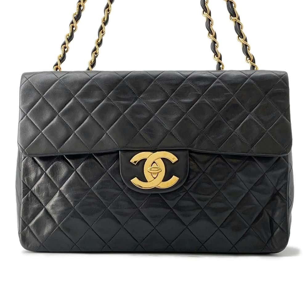 Chanel Big Matelasse Single Flap Lambskin Shoulder Bag Black